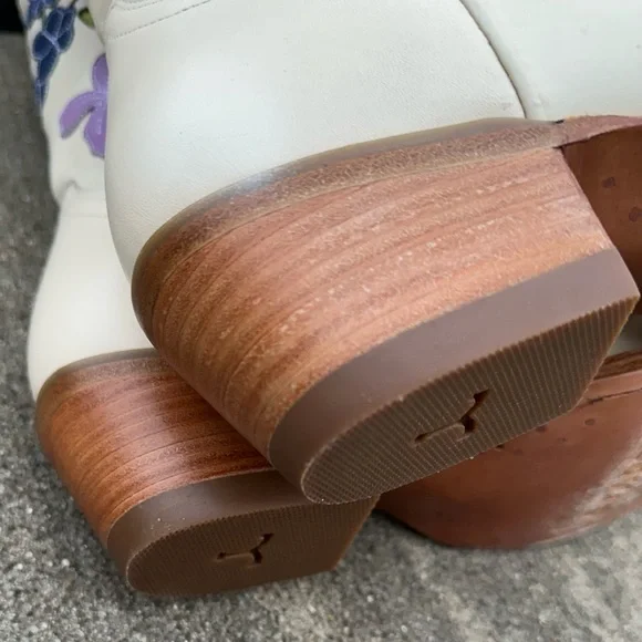 Tecovas The Sadie Meadow Bone Cowboy Boots Size 9 Floral Cream Western Bride - Picture 14 of 15